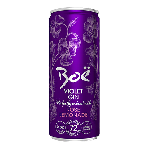 Boe Gin Violet & Rose Lemonade 250ml Can   12