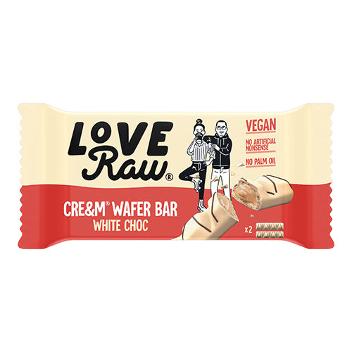 LoveRaw Vegan Cre&M Filled Wafer Bars - White Chocolate 43g   12