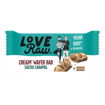 LoveRaw Vegan Cre&M Filled Wafer Bars - Salted Caramel 43g   12