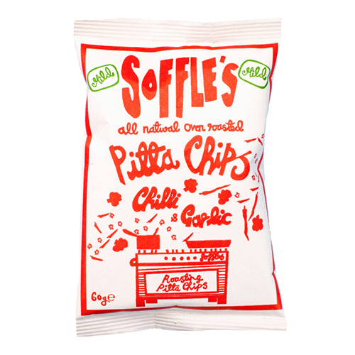 Soffle's Pitta Chips Chilli and Garlic MILD 60g   15