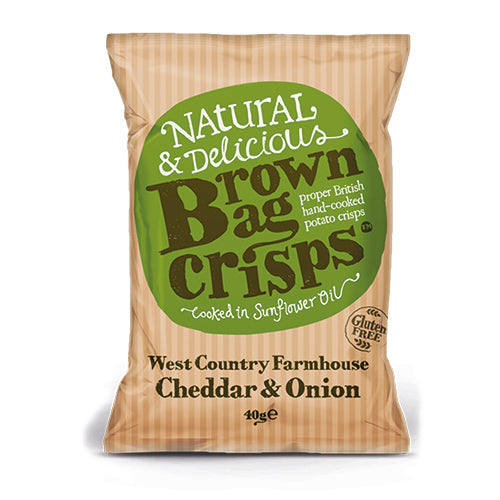 Brown Bag Crisps Cheddar and Onion 40g   20
