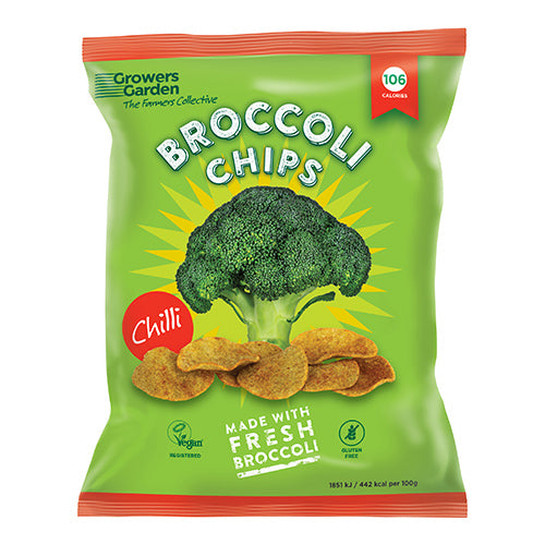 Growers Garden Broccoli Crisps with Chilli 84g Bag   12