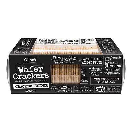 Olina's Bakehouse Wafer Crackers - Cracked Pepper 100g   12