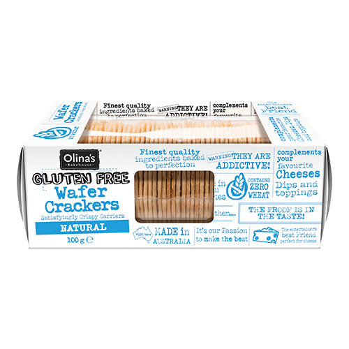 Olina's Bakehouse Wafer Crackers - Gluten Free Natural 100g   12