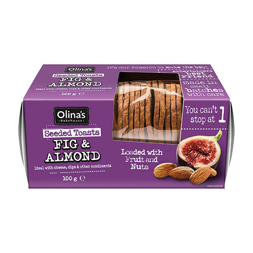 Olina's Bakehouse Seeded Toasts  - Fig and Almond 100g   12