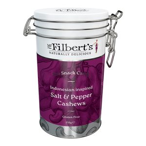 Mr Filberts  Indonesian Inspired Salt & Pepper Cashews Tins 235g    6