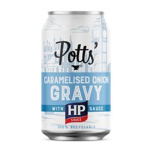 Potts Caramelised Onion Gravy with HP sauce Can 330g  8