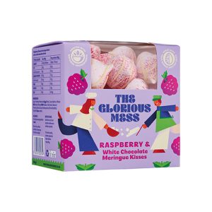 The Glorious Mess Raspberry & White Chocolate Meringue Kisses 100g    12
