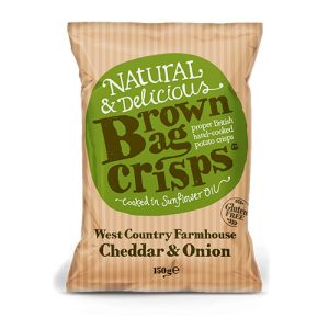 Brown Bag Crisps Cheddar and Onion 150g   10